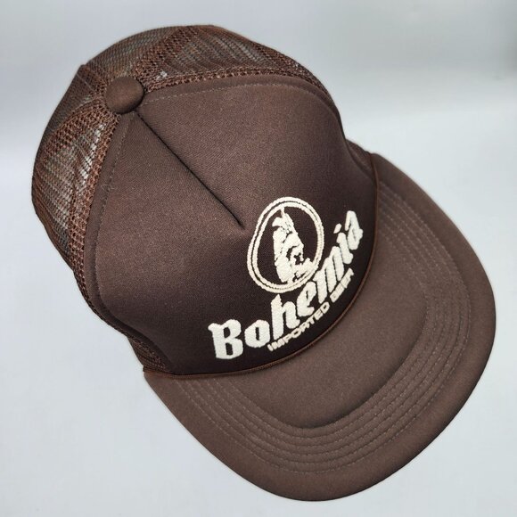 Bohemia Imported Beer Brown Mesh Trucker Hat Cap Logo Adjustable Snapback Vtg - Picture 8 of 11